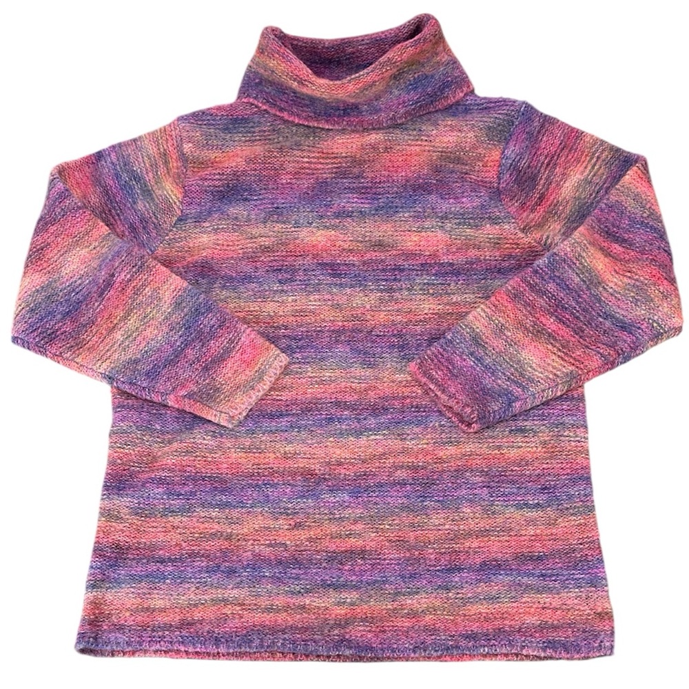Vtg Fashion Bug Wool Blend Rainbow‎ Turtleneck Knit Sweater 14/16W